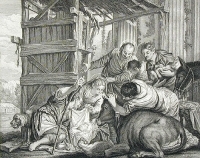 Adoration des Bergers Гравюра (середина XVIII века), Франция(?) артикул 5101b.
