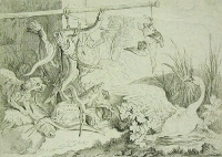 Предметы охоты Гравюра (первая половина XVIII века), Франция артикул 5124b.